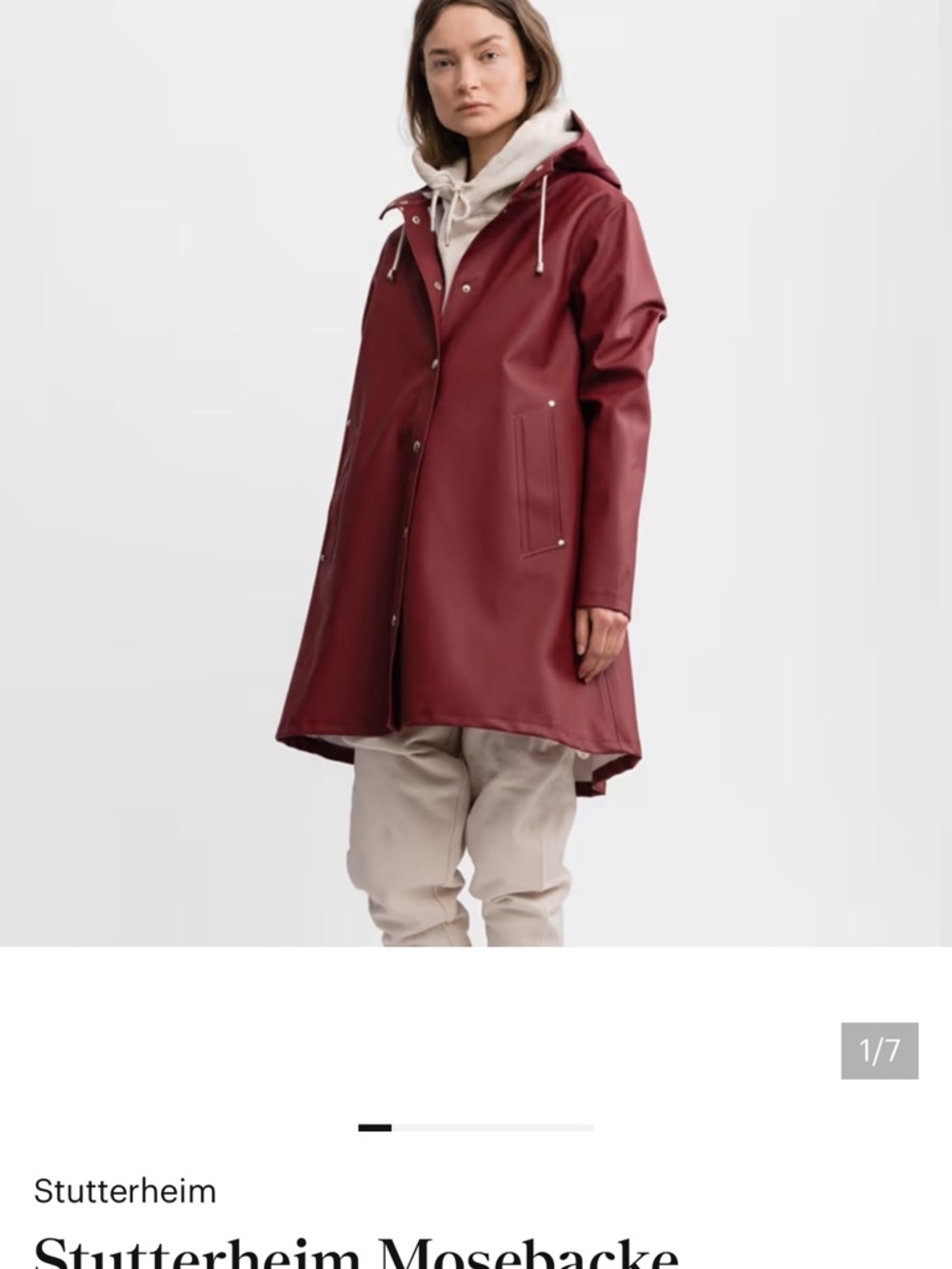 Stutterheim Lightweight Raincoat Burgundy Waterproof Hooded Women's
